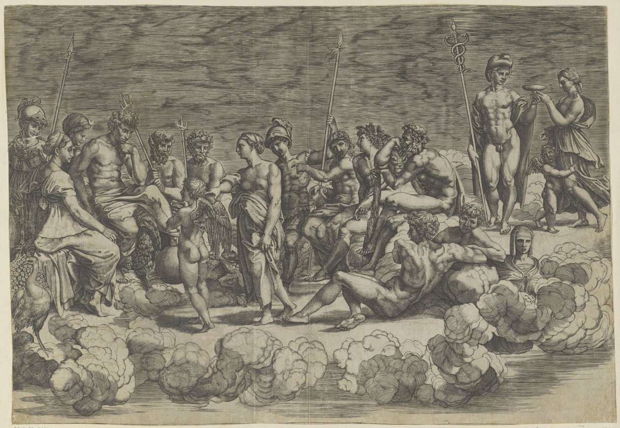 Kokoelma jumalia Olympuksella tekijältä Giovanni Jacopo Caraglio