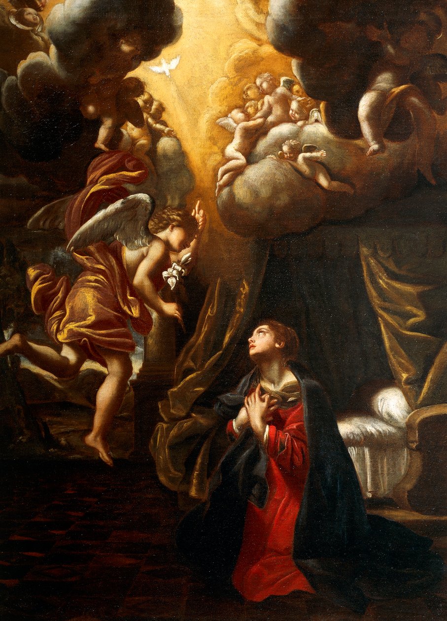 Ilmoitus, kirjoittanut Giovanni Lanfranco (1582-1647), öljy kankaalle, 76x55 cm tekijältä Giovanni Lanfranco