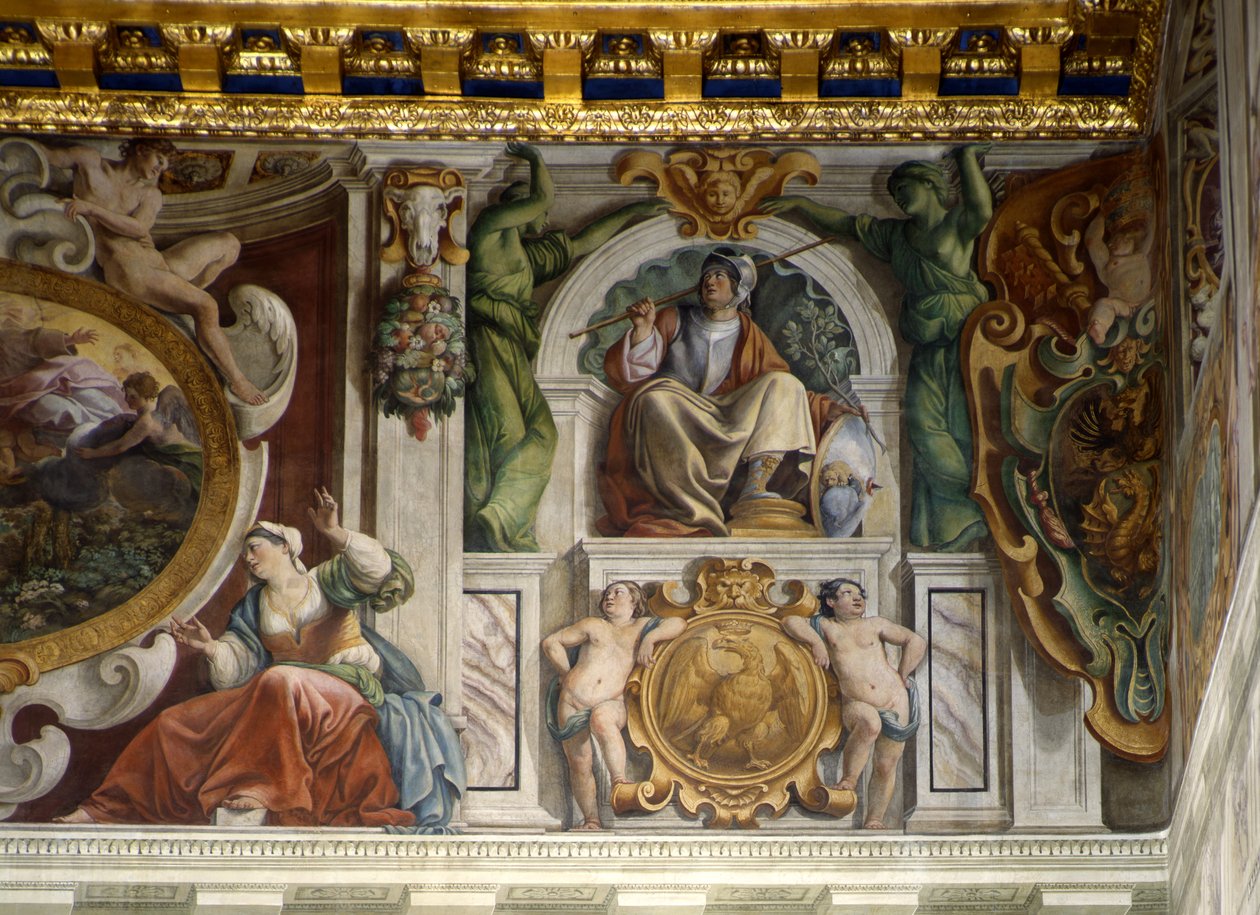 Yksityiskohta Palace Hallin freskosta, Quirinalin palatsi, Rooma tekijältä Giovanni Lanfranco