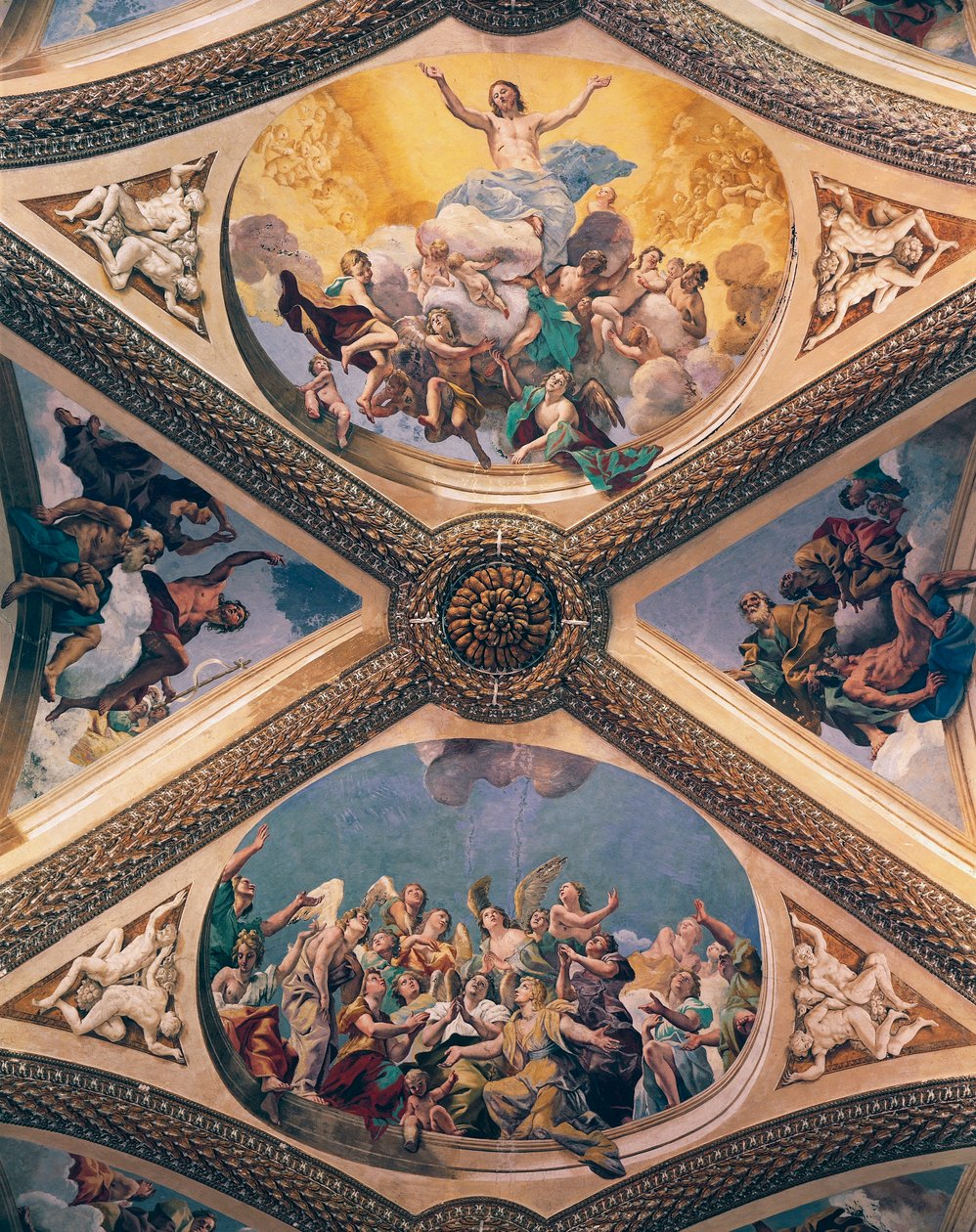 Glory of Christ, fresko, Giovanni Lanfranco (1582-1647), Certosa of San Martinon kirkon holvi, Napoli, Campania, Italia tekijältä Giovanni Lanfranco