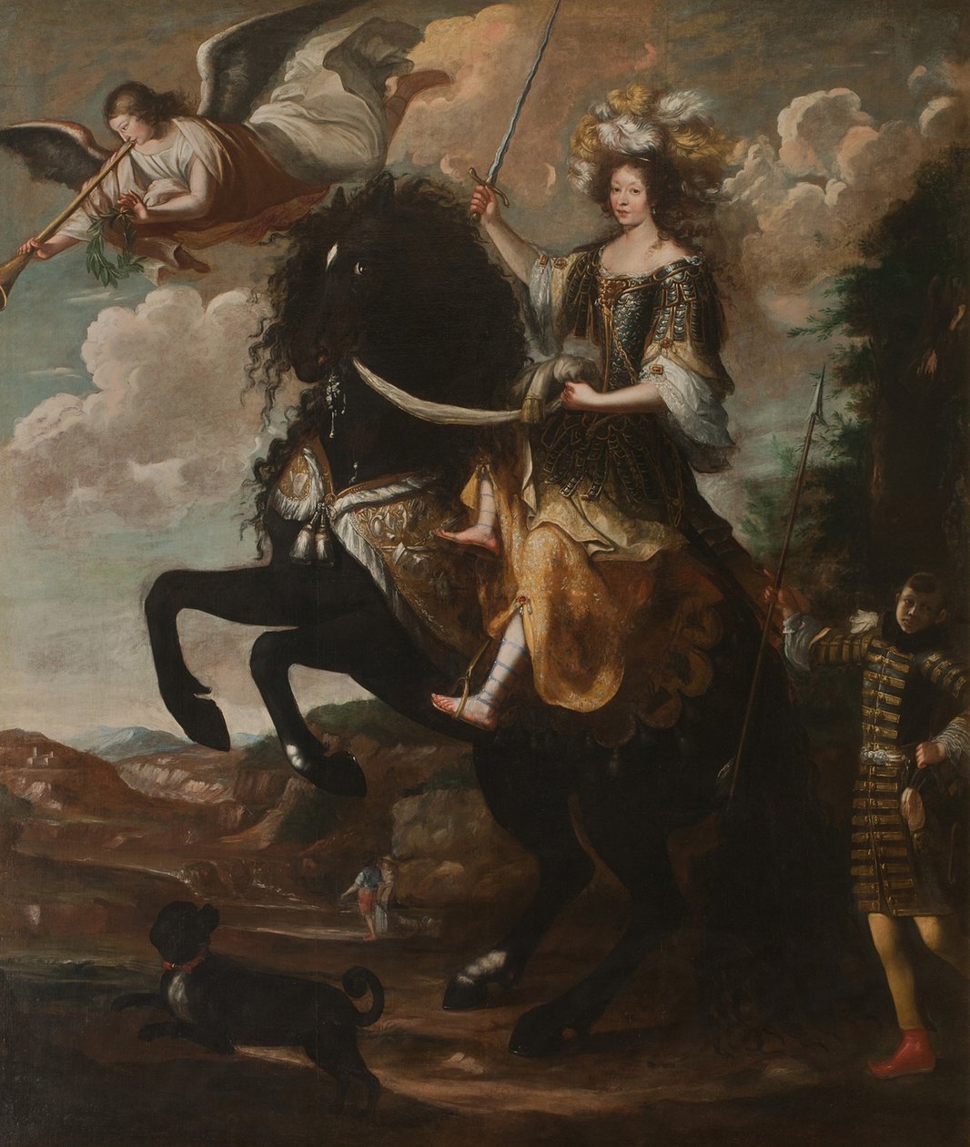 Ratsastusmuotokuva Marie Jeanne Baptistesta 1644-1724, Savoyn herttuatar, n. 1670. tekijältä Giovanni Luigi Buffi
