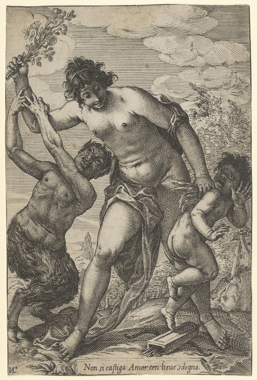 Venus ruoskii Cupidoa ruusuilla, 1600-luvun alku, 1600-luvun alku. tekijältä Giovanni Luigi Valesio
