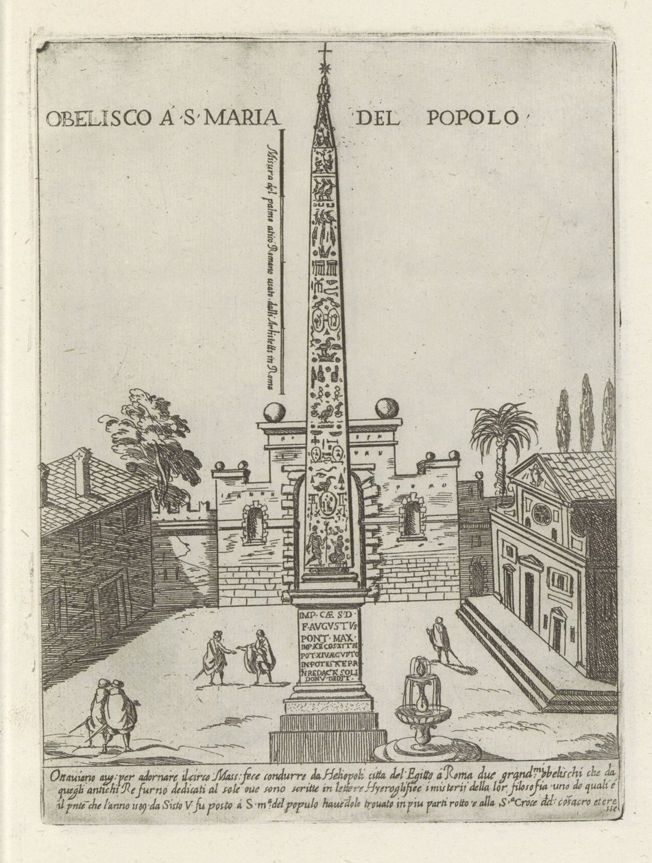 Ramses II:n egyptiläinen obeliski Piazza del Popololla Roomassa Obelisco a S. Maria del Popolo (otsikko esineessä) Modernit ja muinaiset monumentit ja rakennukset Roomassa (sarjan nimi) Ornamenti di fabriche antichi et moderni dell