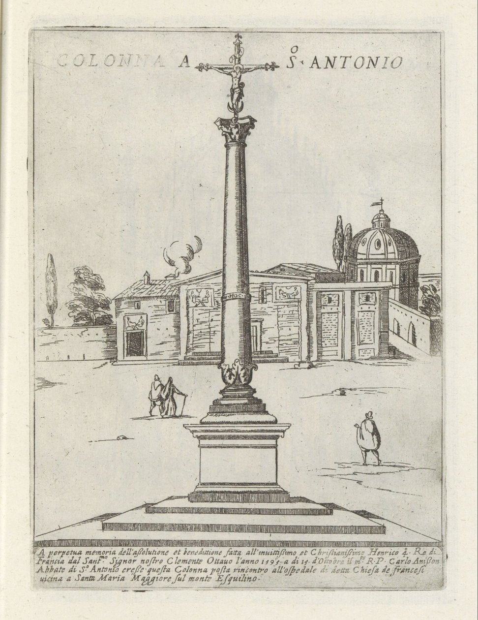 San Antonion pylväs Colonna a S. Antonio (otsikko esineessä) Modernit ja muinaiset monumentit ja rakennukset Roomassa (sarjan nimi) Ornamenti di fabriche antichi et moderni dell