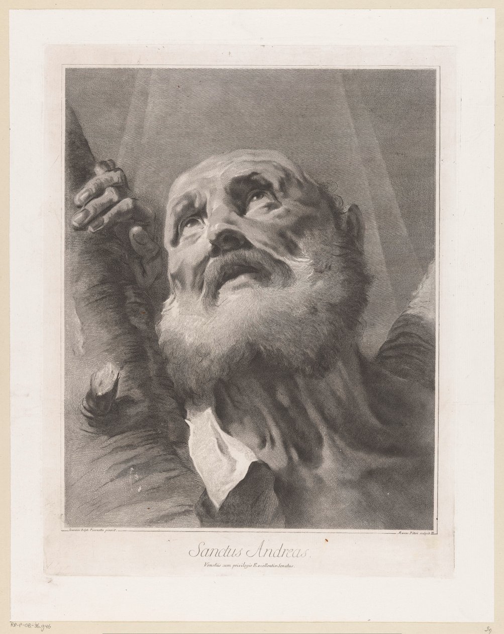 Apostoli Andreas Sanctus Andreas (otsikko esineessä) Apostelen (sarjan nimi) tekijältä Giovanni Marco Pitteri