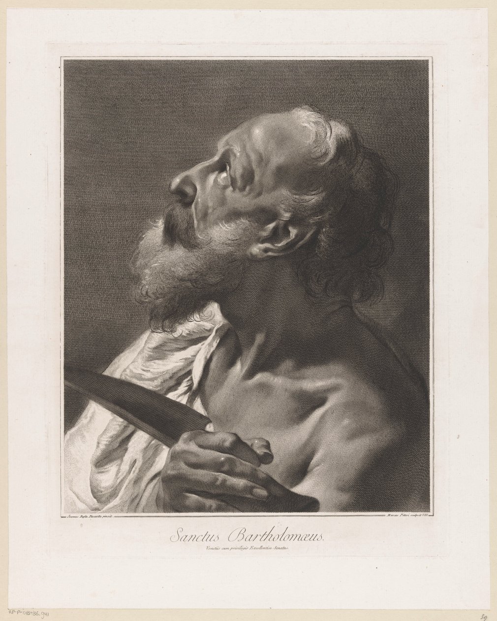 Apostoli Bartolomeus Saint Bartholomew (otsikko esineessä) Apostolit (sarjan nimi) tekijältä Giovanni Marco Pitteri