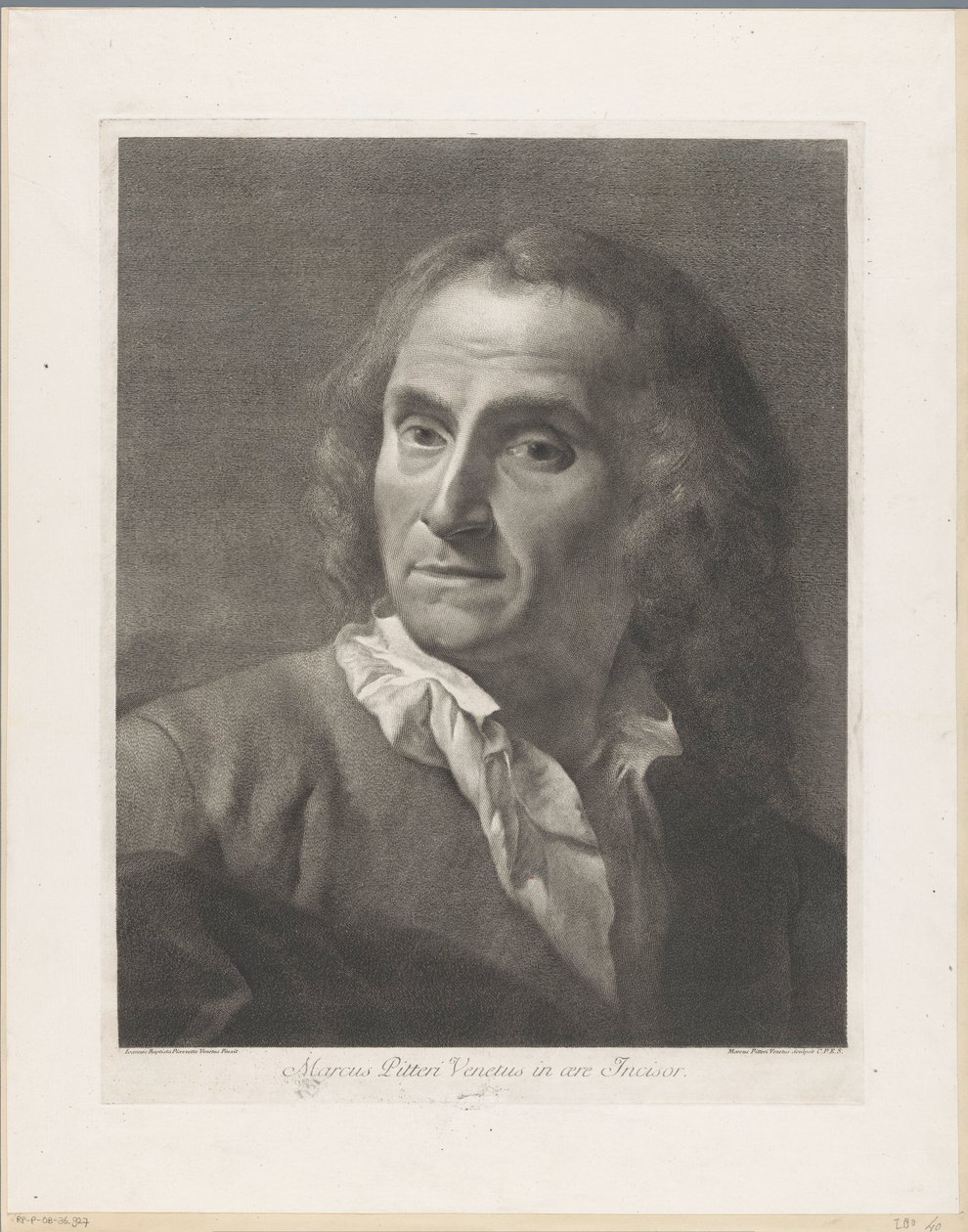 Portret van taidegraafikko Giovanni Marco Pitteri Marcus Pitteri Blue Engraver in Air (otsikko esineessä) tekijältä Giovanni Marco Pitteri