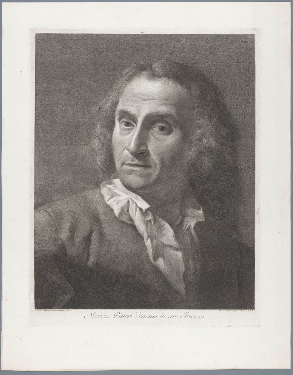 Portret van taidegraafikko Giovanni Marco Pitteri Marcus Pitteri Blue Engraver in Air (otsikko esineessä) tekijältä Giovanni Marco Pitteri