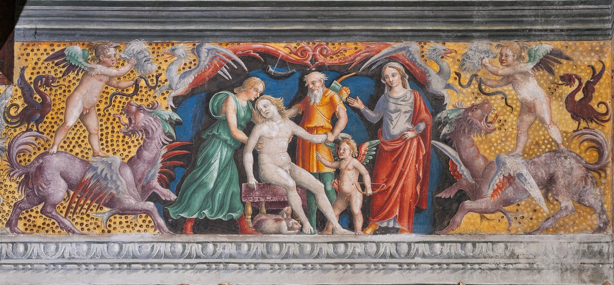 Neitsyen astrologinen merkki, horoskooppikammio (Camera dello Zodiaco), yksityiskohta numerosta 2384726 tekijältä Giovanni Maria Falconetto
