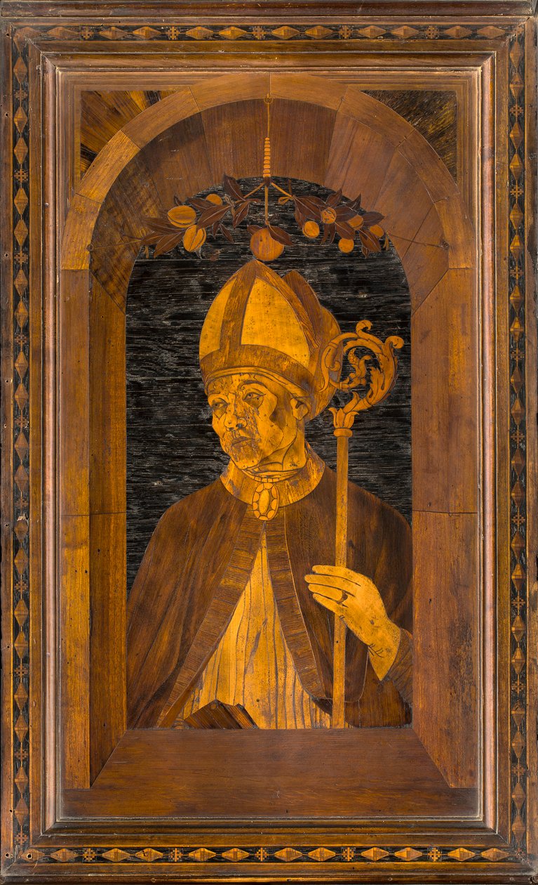 Lignaean Canonical Choir, upotekoriste Giovanni Maria Platina 1484, Upper Stall, Sant