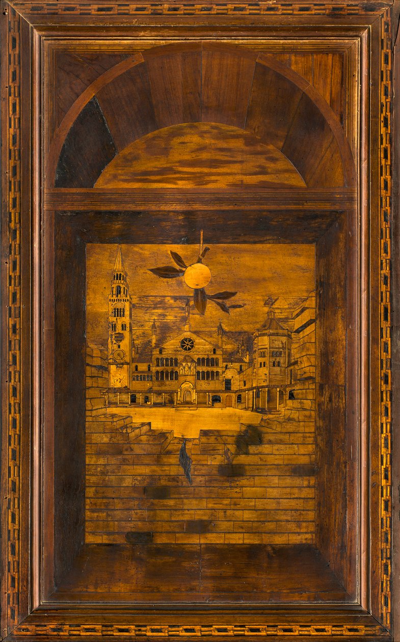 Lignaean Canonical Choir, upotekoriste Giovanni Maria Platina 1484, Upper Stall, Piazza del Duomo Cremonassa tekijältä Giovanni Maria Platina