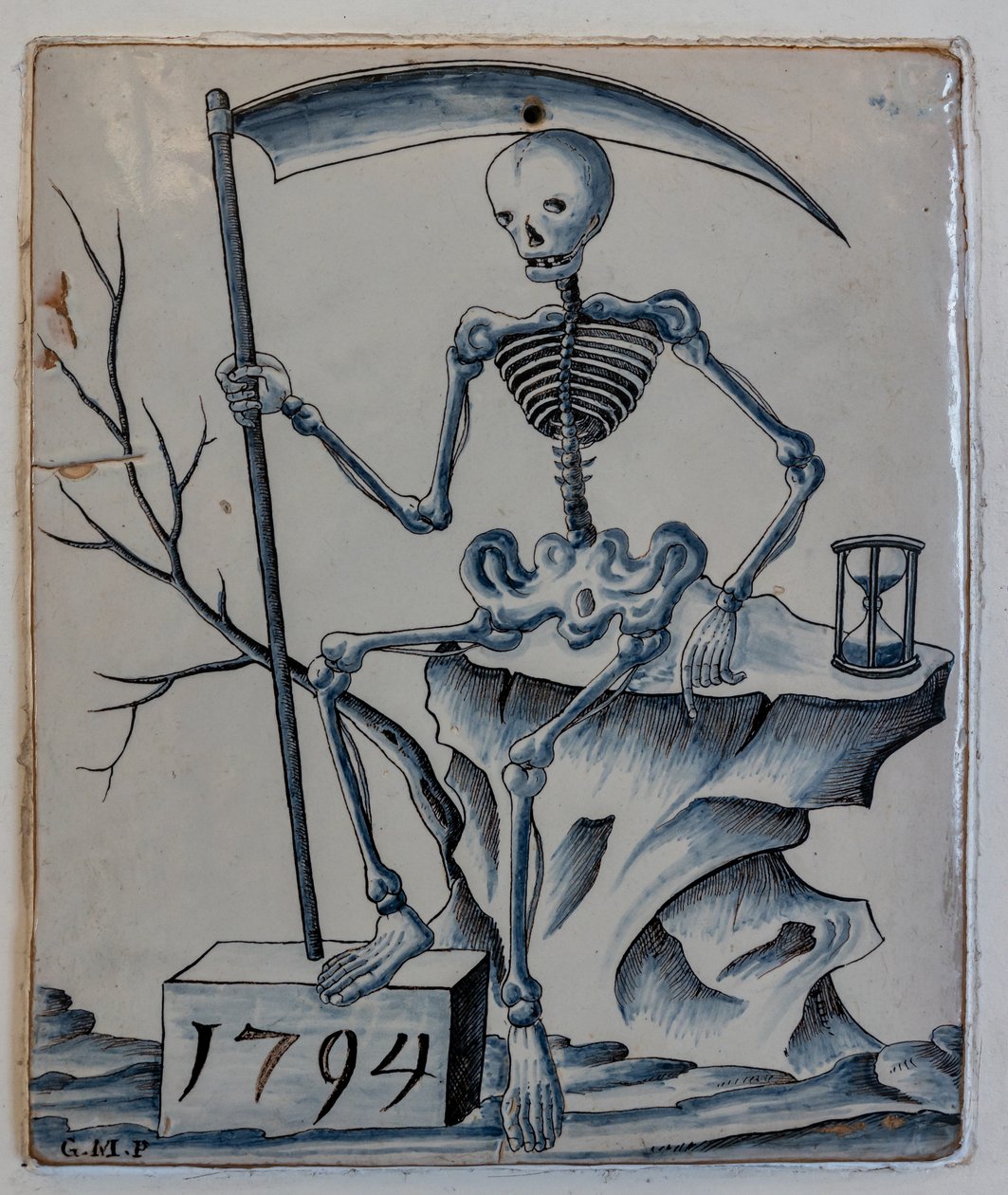 Plakki, jossa on allegoria kuolemasta tekijältä Giovanni Meazzi