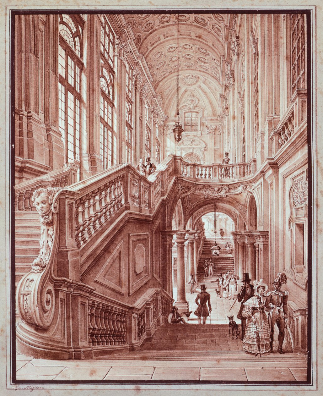 Palazzo Madaman sali, kirjoittanut Giovanni Migliara (1785-1837) tekijältä Giovanni Migliara