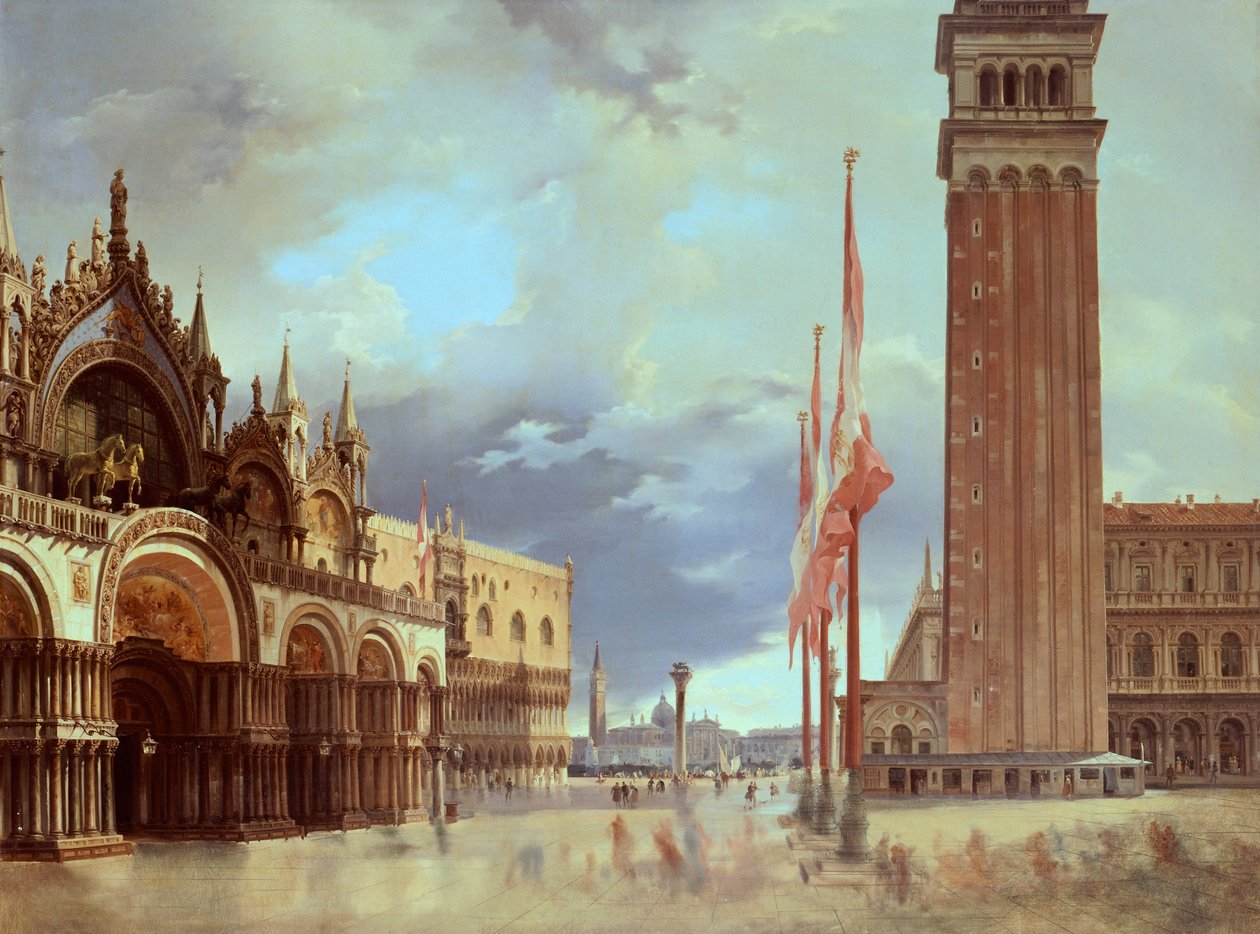 Piazza San Marco (Pyhän Markuksen aukio), kirjoittanut Giovanni Migliara (1785-1837) tekijältä Giovanni Migliara