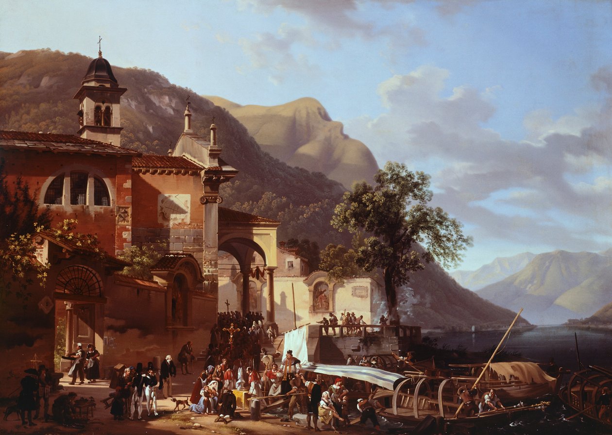 Kulkue Riva al Lagossa, Giovanni Migliara (1785-1837) tekijältä Giovanni Migliara