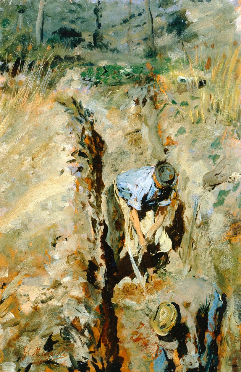 Giovanni Muzziolin kaivurit (1854-1894), öljy levylle, 30x19 cm tekijältä Giovanni Muzzioli
