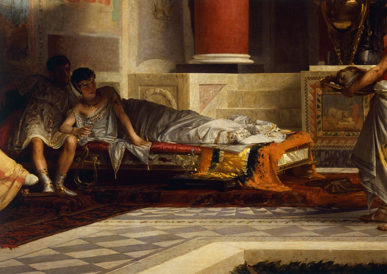 Poppean kosto, yksityiskohta, Giovanni Muzzioli (1854-1894), öljy kankaalle tekijältä Giovanni Muzzioli
