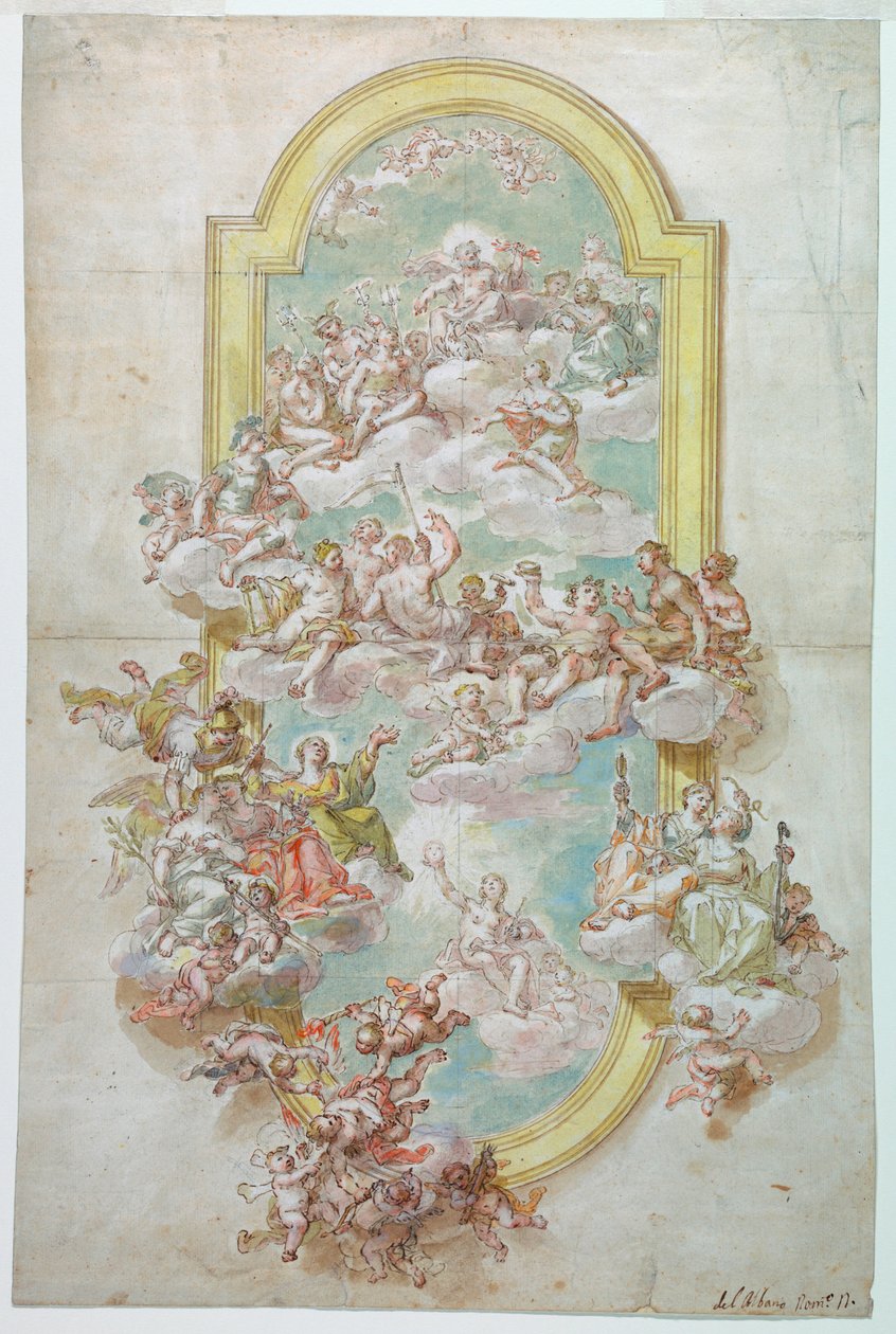 Piirros, Katto ja Jupiter, Jun, 1718-30 tekijältä Giovanni Odazzi