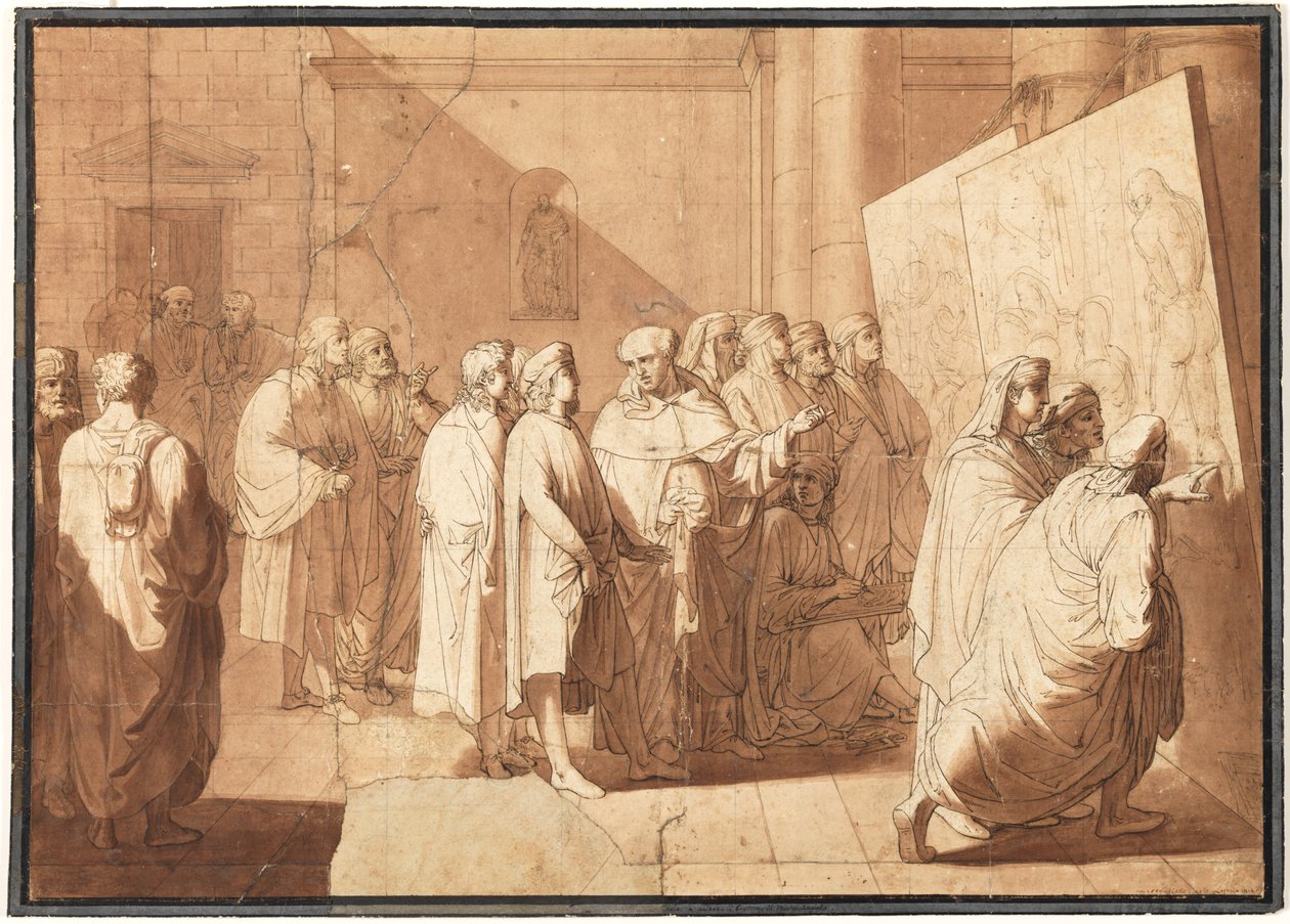 Bartolommeosta Rafael näyttää Leonardon ja Michelangelon laatikoita tekijältä Giovanni Paolo Lasinio
