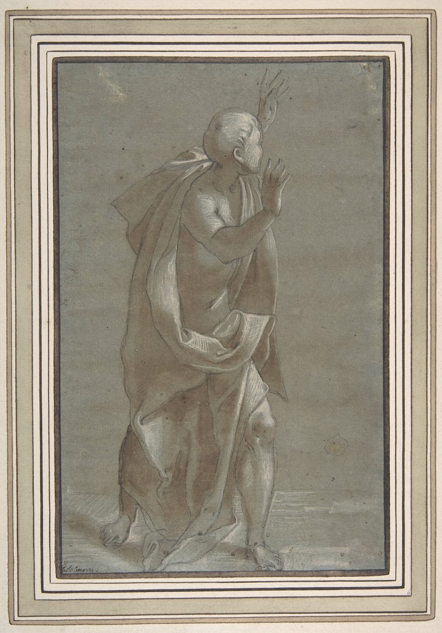 Seisova mieshahmo, jossa on kädet koholla, 1565-71. tekijältä Giovanni Paolo Lomazzo