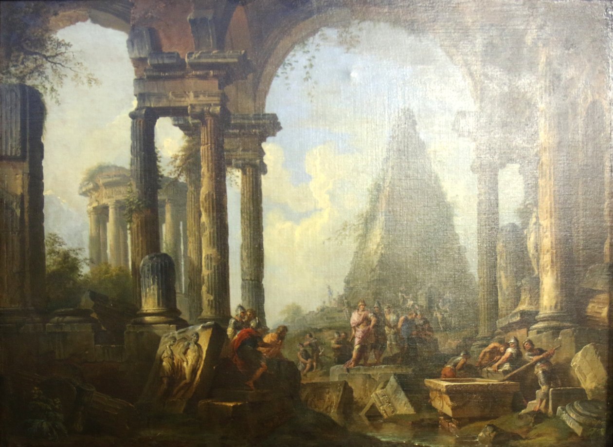 Aleksanteri Suuri Akhilleuksen haudan edessä. tekijältä Giovanni Paolo Panini