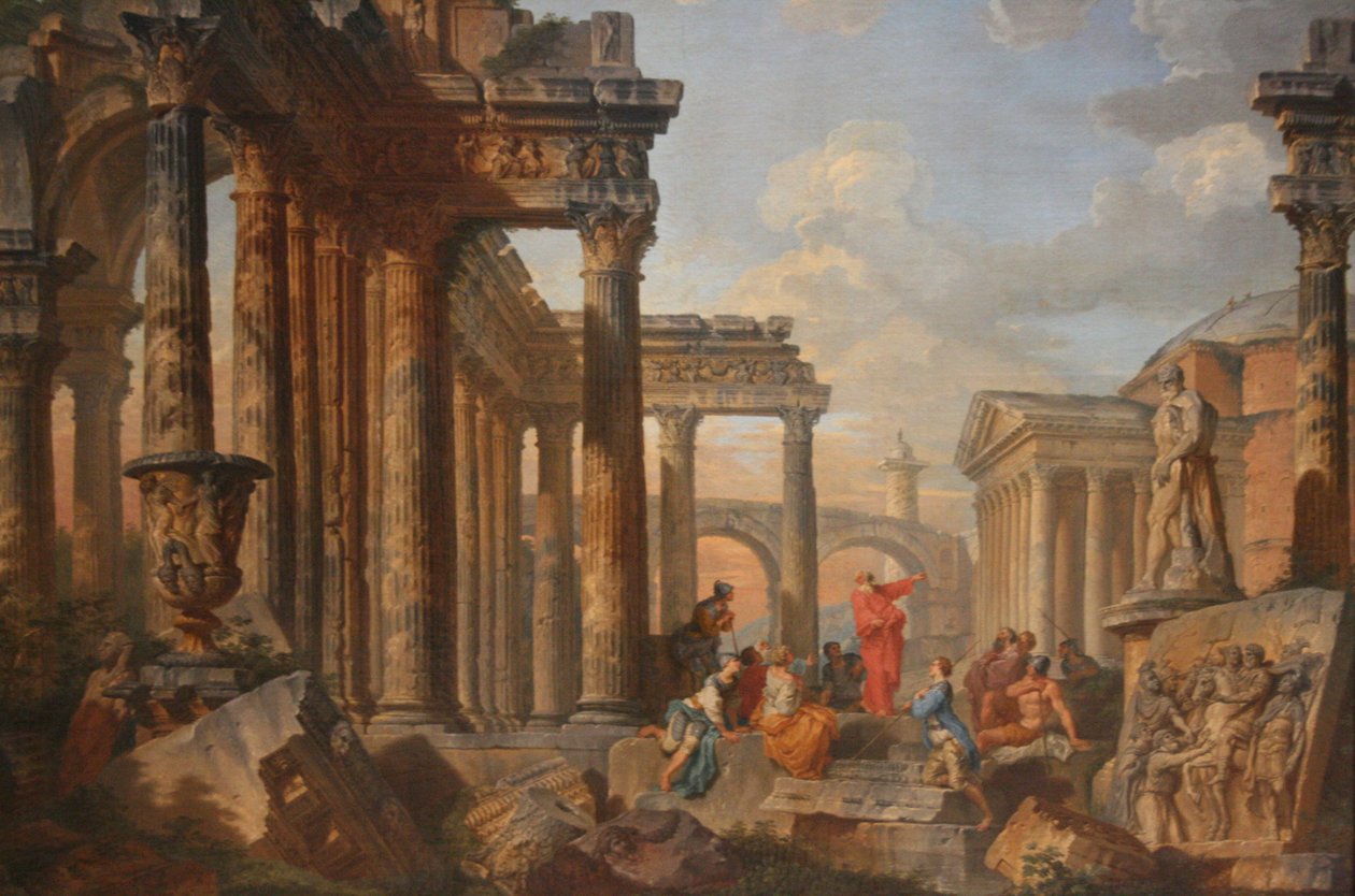 Rooman rauniot saarnaajan kanssa tekijältä Giovanni Paolo Panini