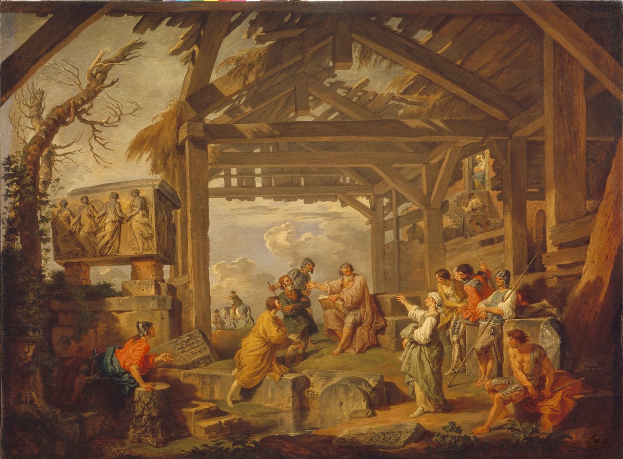 Kumalainen Sibyl ennusti Kristuksen syntymää vuonna 1738 tekijältä Giovanni Paolo Pannini