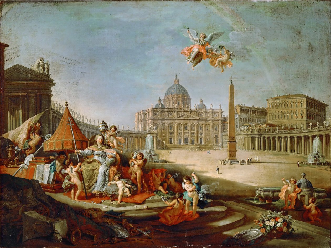 Piazza San Pietro, Rooma allegorialla paavinvallan voitosta tekijältä Giovanni Paolo Pannini