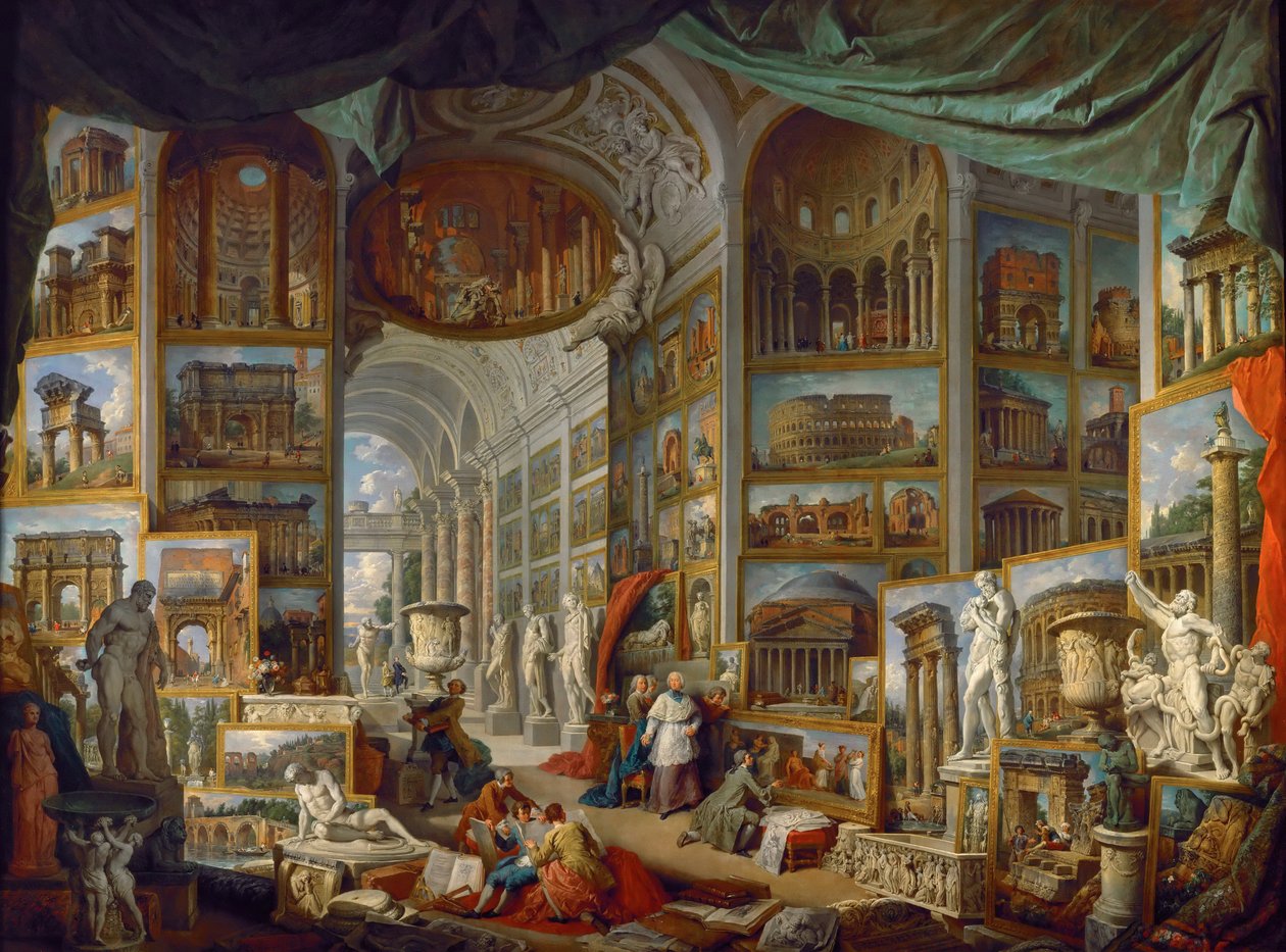 Kuvagalleria näköalalla antiikin Rooman Roma Anticaan tekijältä Giovanni Paolo Pannini