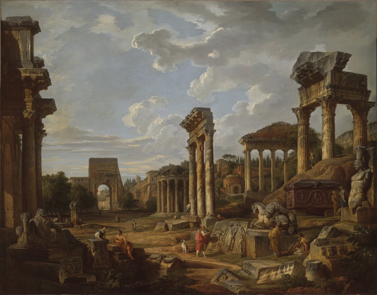 Capriccio Forum Romanumilta, 1741 tekijältä Giovanni Paolo Pannini