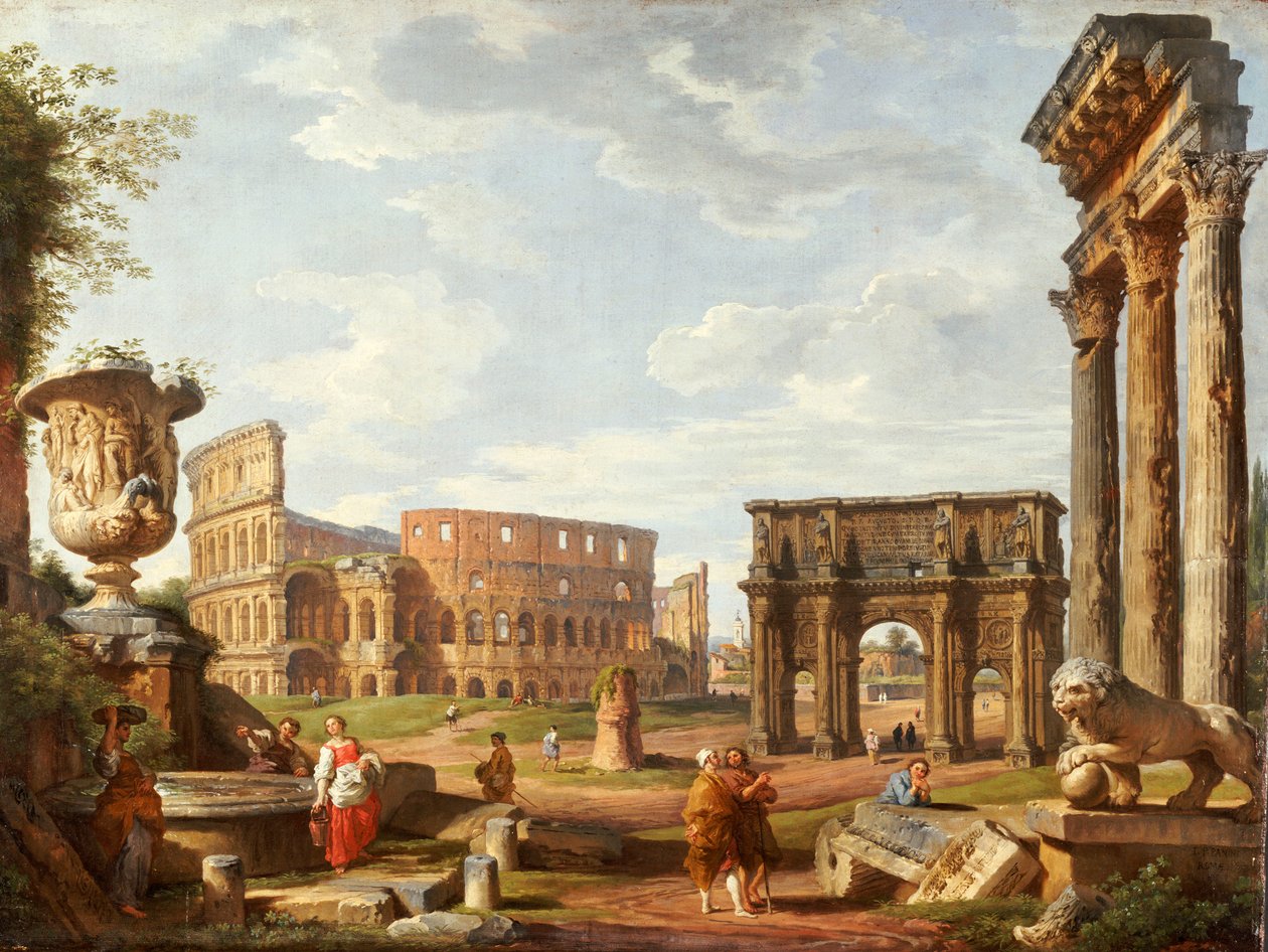 Capriccio-näkymä Roomaan, 1743 tekijältä Giovanni Paolo Pannini