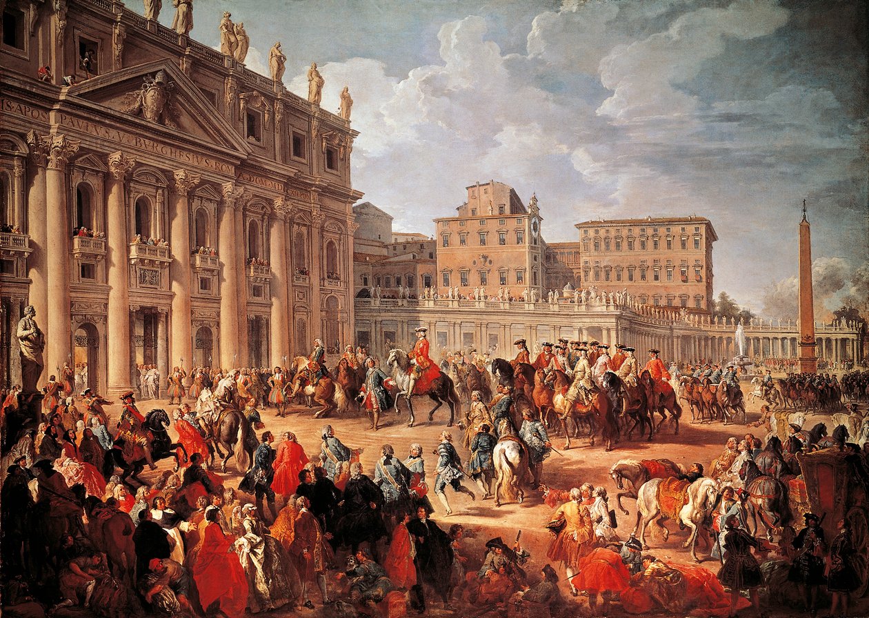 Kaarle III vierailee Pietarinkirkossa Roomassa tekijältä Giovanni Paolo Pannini