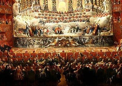 Cardinal de La Rochefoucauldin (1700-1799) konsertti Argentiina-teatterissa Roomassa Ludvig Dauphinin (1729-65) Ludvig XV:n pojan hääjuhlissa S-sarjan Marie-Josephelle (1731-67) tekijältä Giovanni Paolo Pannini
