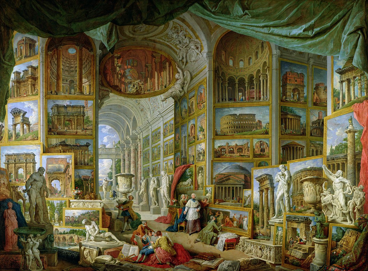 Galleria muinaisen Rooman näkymistä tekijältä Giovanni Paolo Pannini