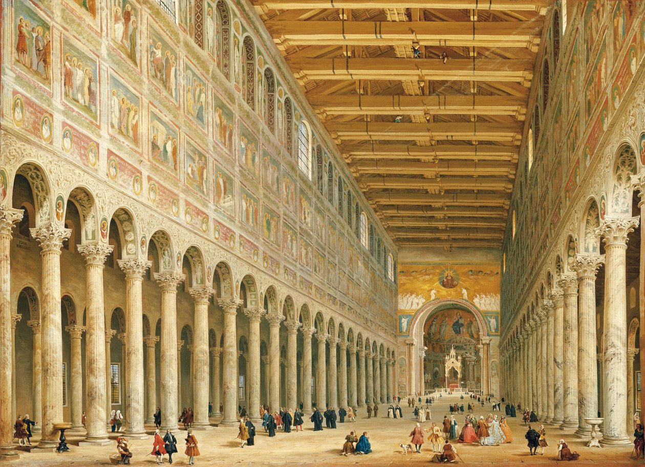 San Paolo Fuori le Muran sisustus alttaria kohti tekijältä Giovanni Paolo Pannini