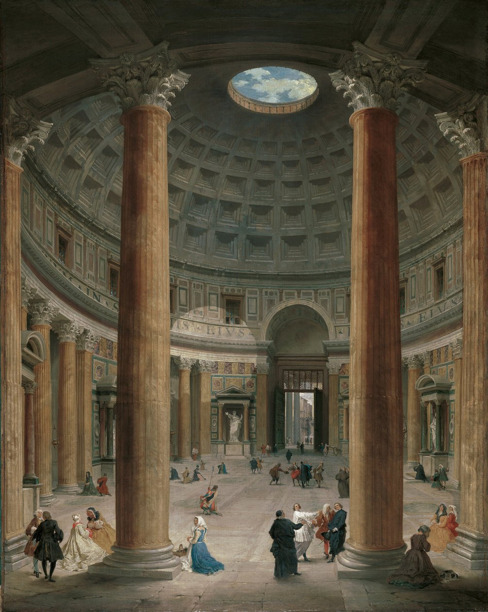 Pantheonin sisustus, Rooma par Panini, Giovanni Paolo (1691-1765) tekijältä Giovanni Paolo Pannini