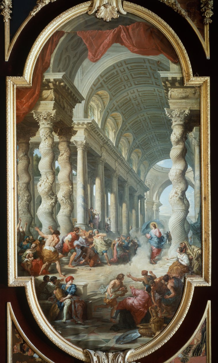 Jeesus kivitettiin temppelissä, Giovanni Paolo Paninin (1691-1765), maalaus, La Granjan palatsi, Segovia, Espanja. tekijältä Giovanni Paolo Pannini