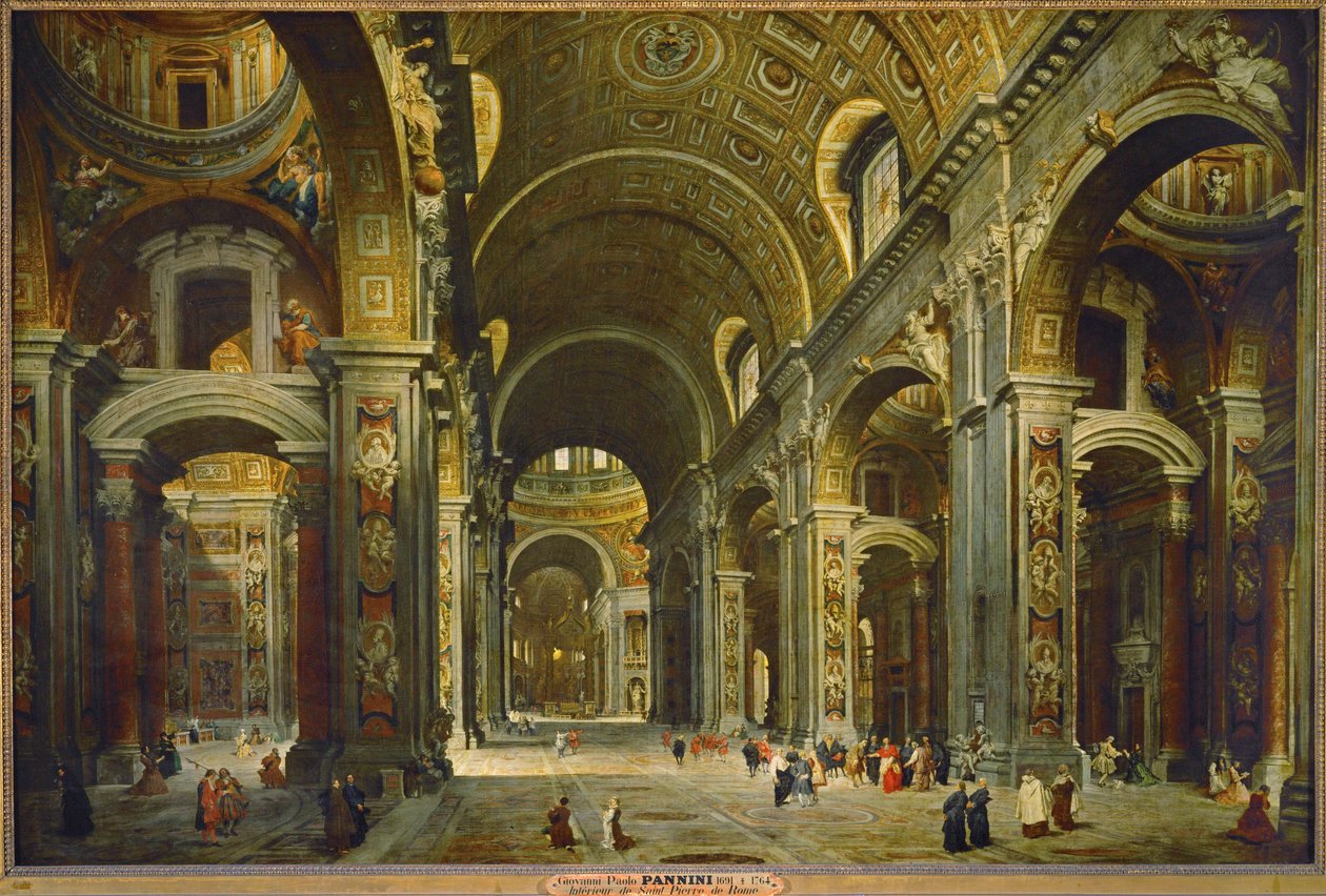 Kardinaali Melchior de Polignac vierailee Pietarinkirkossa Roomassa ... tekijältä Giovanni Paolo Pannini or Panini