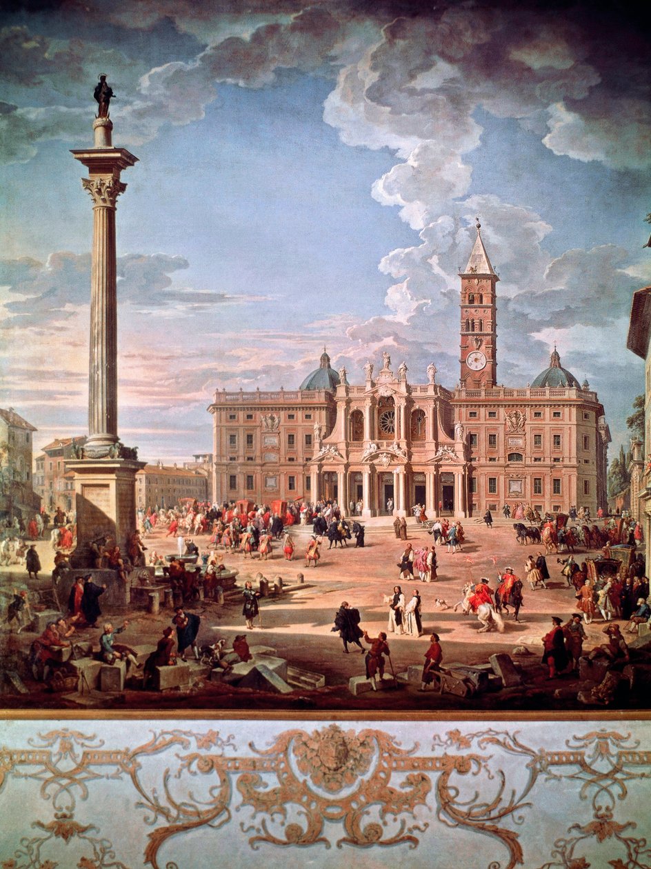 Piazza ja Santa Maria Maggioren kirkko tekijältä Giovanni Paolo Pannini