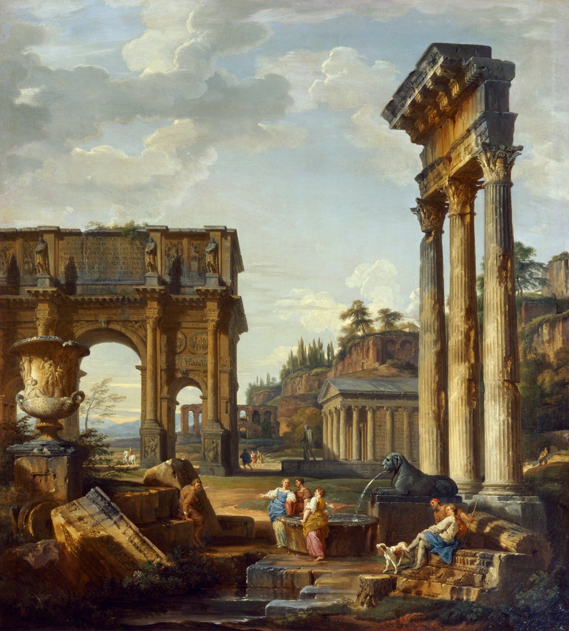 Roomalainen maisema Konstantinuksen kaarella tekijältä Giovanni Paolo Pannini