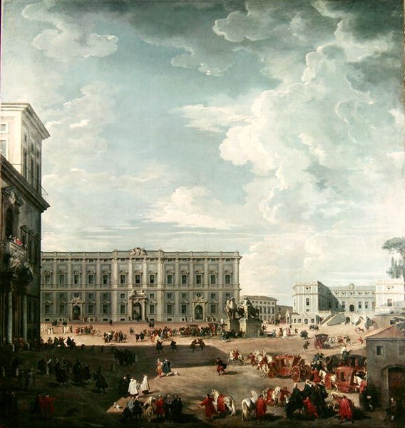 Näkymä Piazza del Quirinale, Rooma tekijältä Giovanni Paolo Pannini