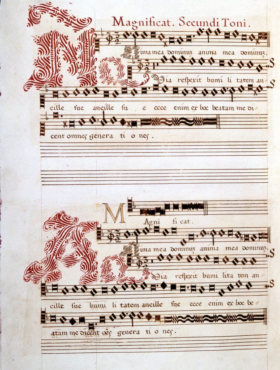Magnificat, italialaisen säveltäjän Giovanni Pierluigi da Palestrinan (1525 - 1594) käsikirjoitus "Mantovan sotkuista". tekijältä Giovanni Pierluigi da (after) Palestrina