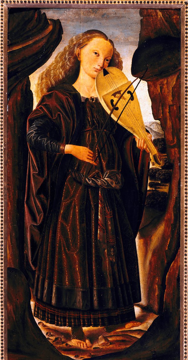 Muse Terpsichore, n. 1480, Giovanni Santi (1430 tai 1440-1494), puu, cm 82x39. Italia tekijältä Giovanni Santi