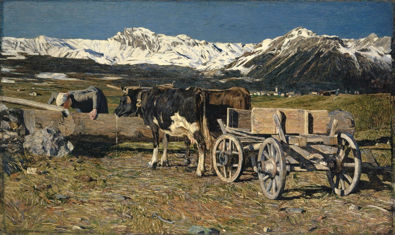 Juottopaikalla (lehmiä ikeessä), 1888. tekijältä Giovanni Segantini