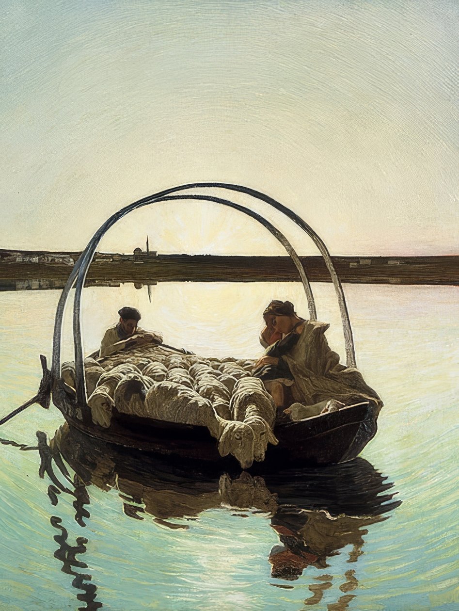 Ave Maria a trasbordo (Ave Maria risteyksessä). 1886 tekijältä Giovanni Segantini