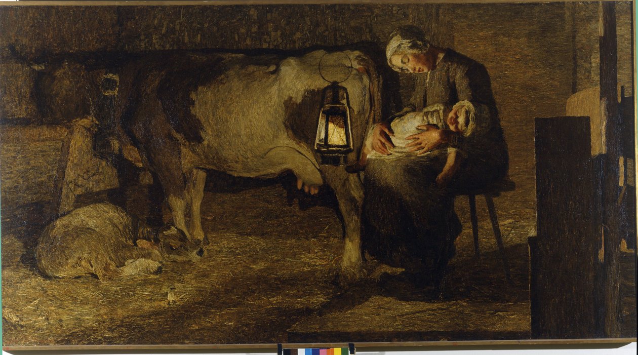 Molemmat äidit. Giovanni Segantinin (1858 - 1899) maalaus. 1889. K/P, 157x280 cm. Civic Gallery of Modern Art, Milano. tekijältä Giovanni Segantini