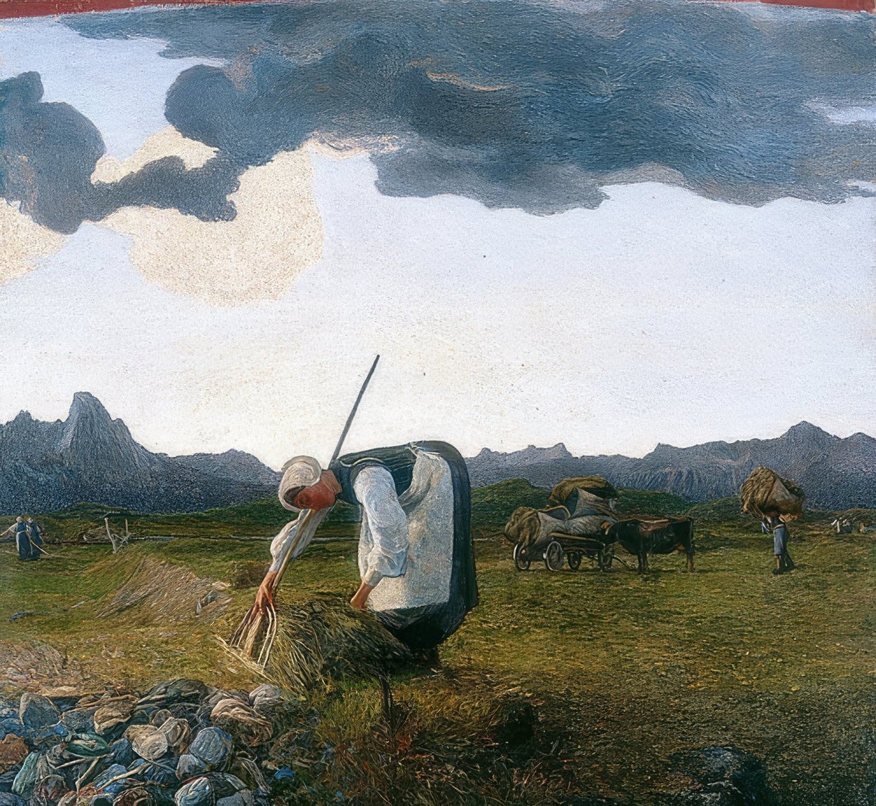 Heinänteko. 1889-98 tekijältä Giovanni Segantini