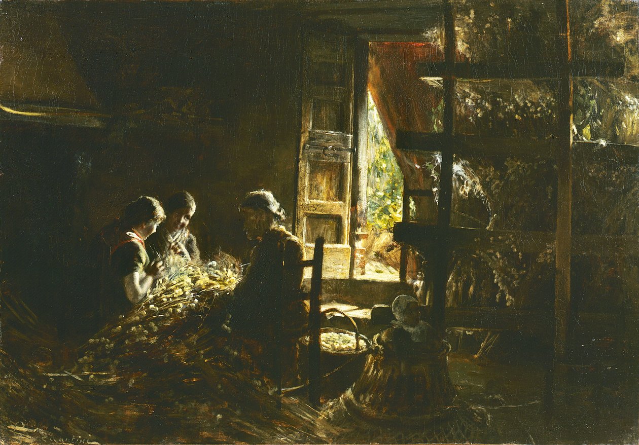 Kookonien kerääminen, 1882-1883. tekijältä Giovanni Segantini