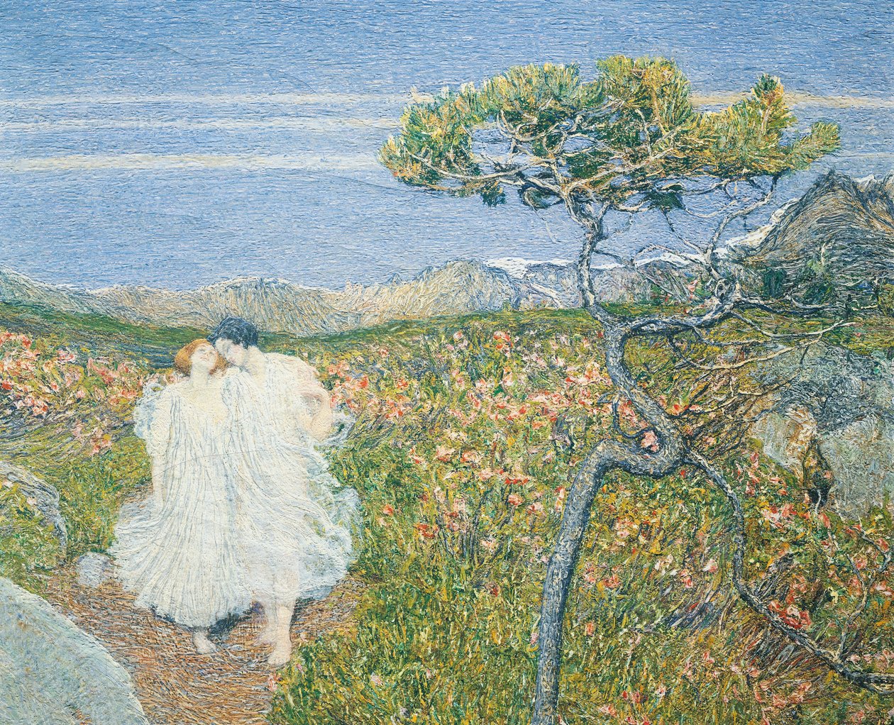 Rakkaus elämän lähteellä tai Rakastajat elämän lähteillä, Giovanni Segantini, yksityiskohta tekijältä Giovanni Segantini