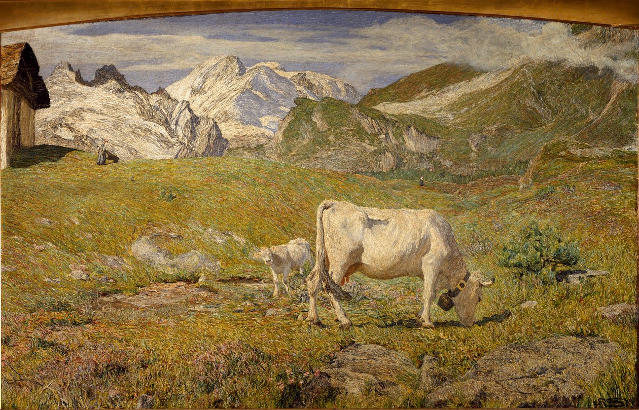 Laitumet keväällä (öljy kankaalle tekijältä Giovanni Segantini
